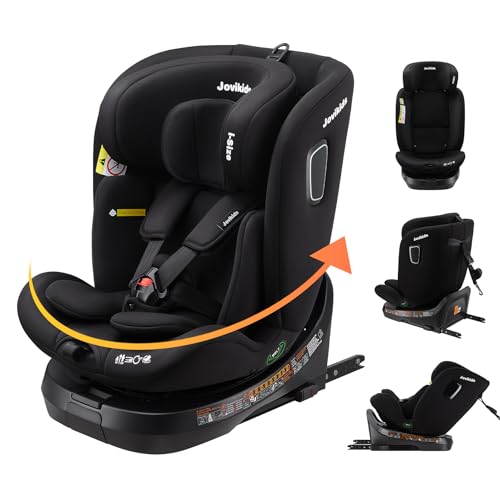 Jovikids チャイルドシート ISOFIX、 0か月~12歳頃 360°回転式 i-Size R129適合  新生児ベビーシート、ロングユースコンパクト、調整可能なライ角 (ブラック)_銘哲商事株式会社_中国仕入王