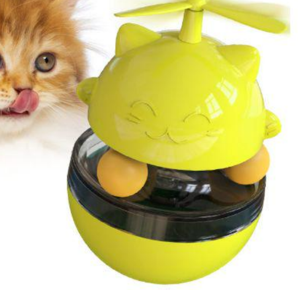 回転式風車型猫用ペット玩具（黄色）