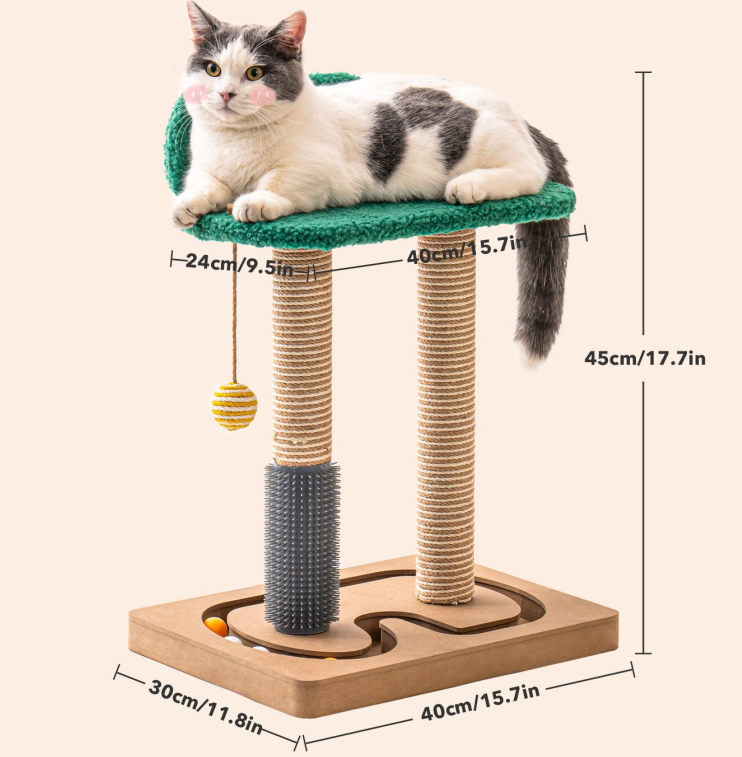 猫タワー緑色タイプ（二つ緑の柱）