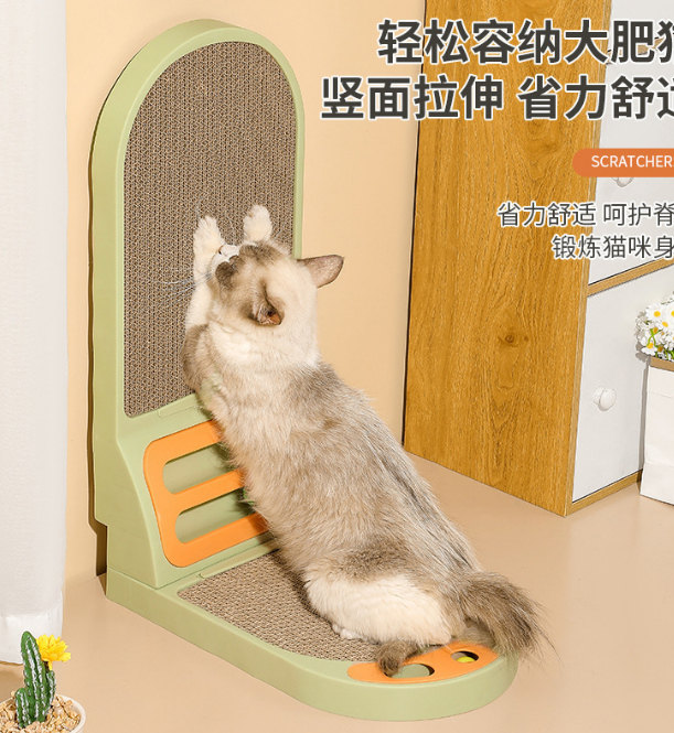 L 字型猫爪とぎ兼ね猫ハウス（緑色）