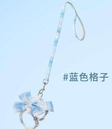 リボンJK風ペットリード（水霧ブルーＳ）しゃれ 散歩 外出 通院 災害 避難 蒸れない ペット 服 簡単脱着 XS S M Lサイズ交換可能