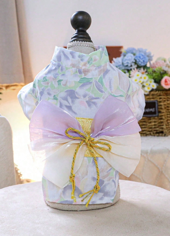 1個 ペット服、かわいくてスタイリッシュな桜の夢キモノ衣装、小型犬&猫用