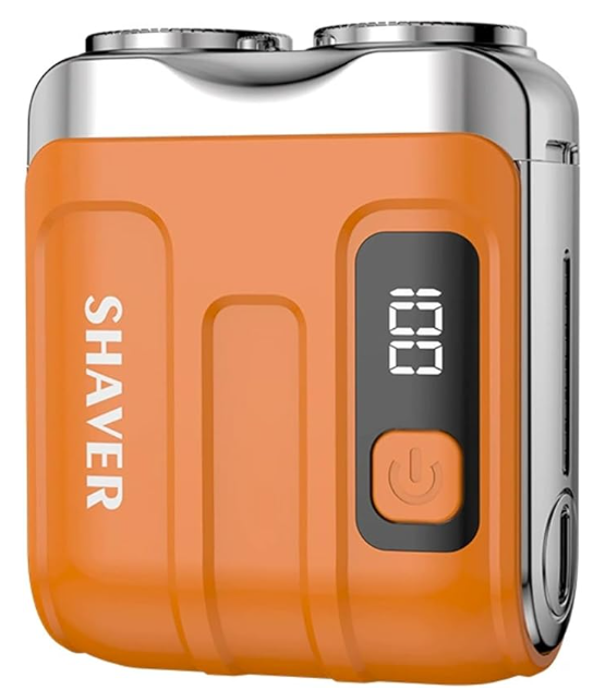 電気シェーバー メンズ | 往復式3枚刃・IPX7防水・乾湿両用 | ひげそり電動 | 100日間連続使用・ロック可能・LED残量表示 | USB-C充電 | コンパクト130g | 出張・旅行・家庭用 | 深剃り髭剃り | 父の日ギフト ORANGE