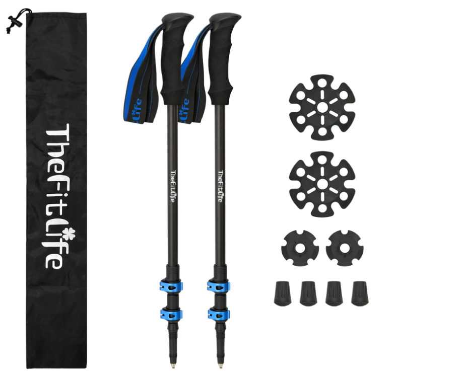 TheFitLife トレッキングポール カーボン 登山 ストック 軽量 57-120cm伸縮 ウォーキングポール ウォーキングステッキ 2本セット 登山杖 登山ポール 山登り ステッキ ハイキングポール 男性 女性 高齢者