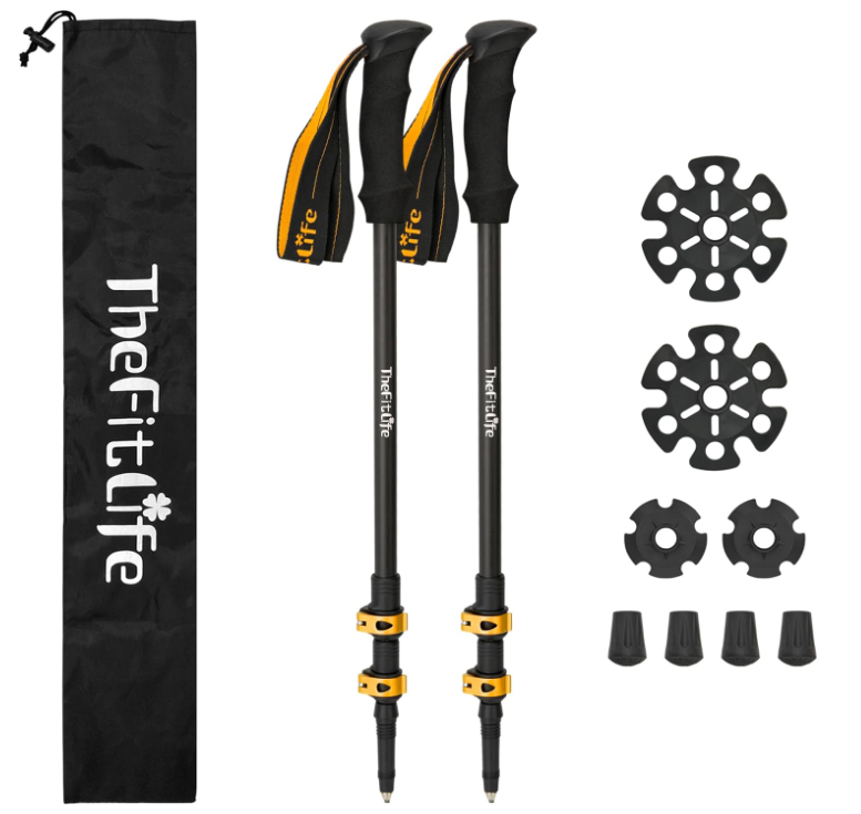 TheFitLife トレッキングポール カーボン 登山 ストック 軽量 57-120cm伸縮 ウォーキングポール ウォーキングステッキ 2本セット 登山杖 登山ポール 山登り ステッキ ハイキングポール 男性 女性 高齢者