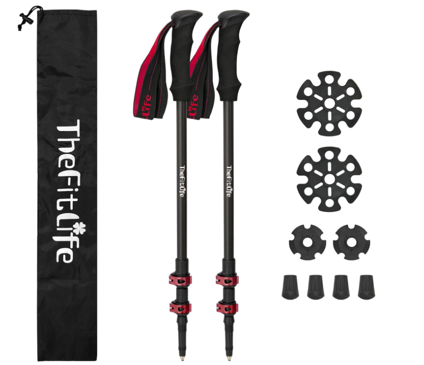 TheFitLife トレッキングポール カーボン 登山 ストック 軽量 57-120cm伸縮 ウォーキングポール ウォーキングステッキ 2本セット 登山杖 登山ポール 山登り ステッキ ハイキングポール 男性 女性 高齢者