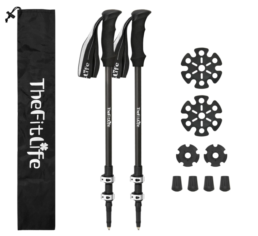 TheFitLife トレッキングポール カーボン 登山 ストック 軽量 57-120cm伸縮 ウォーキングポール ウォーキングステッキ 2本セット 登山杖 登山ポール 山登り ステッキ ハイキングポール 男性 女性 高齢者