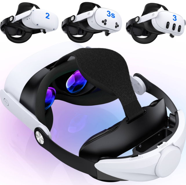BEBONCOOL Quest 3/Quest 2用ヘッドストラップ バーチャル vrゴーグル ヘッドホン付 ストラップ交換用 急速充電6700mAh Quest 3/Quest 2アクセサリー 強化されたサポート