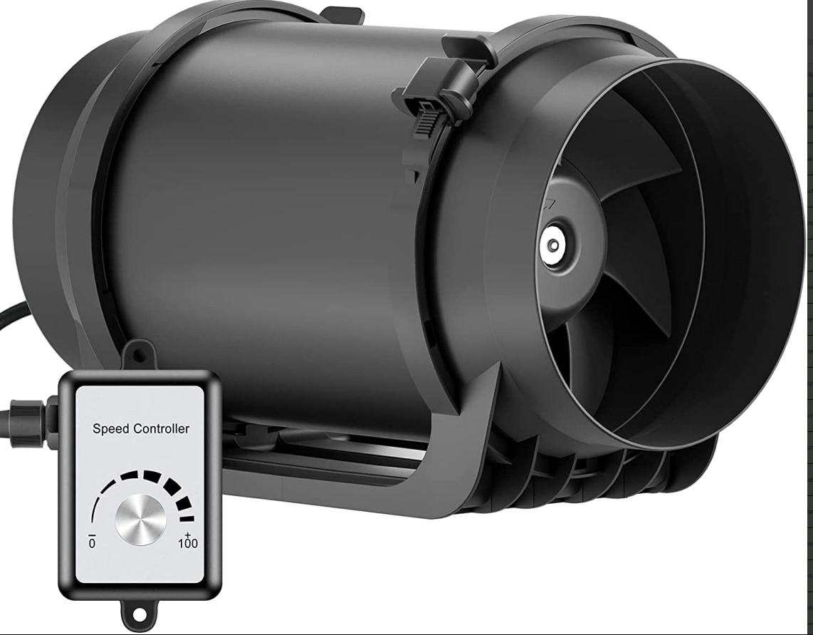 150mm 究極風量 798m³/h 強力 無段階調速スイッチ付き 100～120V ダクト用換気扇 産業用排風機 中間取付 (HI-150EC)