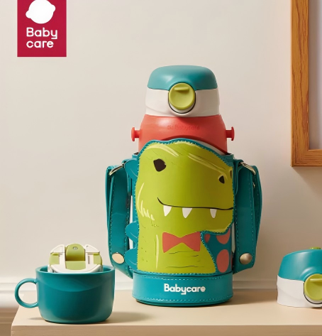 Babycare 水筒 キッズ コップ付き ストロー 保温 保冷 3way ストローマグ 水筒 ストロー マグボトル 魔法瓶 ストローマグ 600ml コップ付き 直飲み ストロー ステンレス ポーチ ベビー 子供