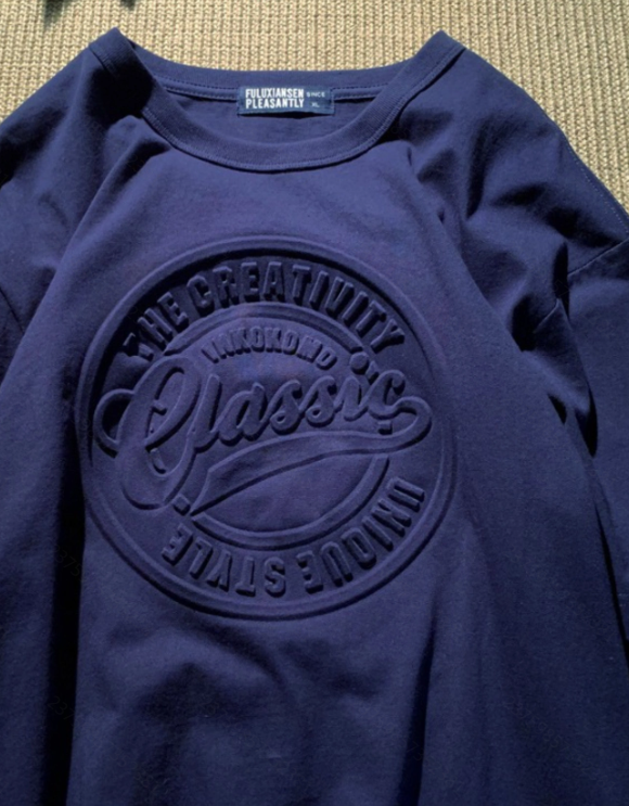 レディース ネイビーブルー レトロシックTシャツ - ヴィンテージ風 ルーズフィット カジュアルトップ 春/夏/秋用 洗濯機対応 ファッションベーシックTシャツ レディースTシャツ