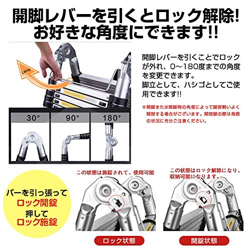 Easy Life 伸縮脚立はしご両用脚立最長1.9m 伸縮はしご最長3.8m 耐荷重150kg 伸縮自在コンパクト スーパーラダー自動ロック  スライド式 アルミ 梯子室内室外両用 梯子（1.9m+1.9m）_銘哲商事株式会社_中国仕入王