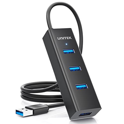 Unitek USB3.0 4ポートハブ USBハブ 補助電源入力ポートあり バスパワー USB 拡張ポート ウルトラスリム 軽量コンパクト 様々なUSBデバイスに対応 ケーブル長さ120cm PC/スマホ/マウス/USBメモリー/PS4/ハードディスク/キーボード/ブリーター オフィス 学校 在宅勤務