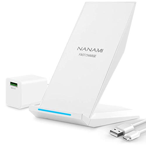 NANAMI ワイヤレス充電器 Qi/PSE認証済み 最大15W出力 - 急速 充電スタンド iPhone 14/14 Pro(Max)/14 Plus/13/13 Pro(Max)/13 Mini/12/12 Pro(Max)/SE 第2世代/11/11 Pro/Xs/XR/Xs Max/X/8/8 Plus、Galaxy S23(Ultra)/S22 (Ultra)/S21 (Ultra)/S20/S10(+)/S9(+)/S8(+)/Note20/Mote10 、Sony Xperia1 ⅲ/ⅱ/X