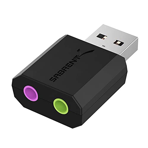 SABRENT USB オーディオ変換アダプタ WindowsとMac対応、プラグ＆プレイ、ドライバ不要 (AU-MMSA)