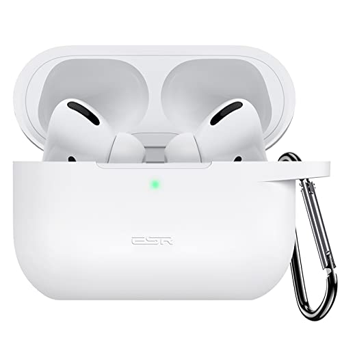 ESR AirPods Pro ケース (2022/2019)用 AirPods Pro 第2世代 ケース シリコン保護ケース カラビナ付き ワイヤレス充電対応 可視LEDライト 耐衝撃 Bounce シリーズ ホワイト