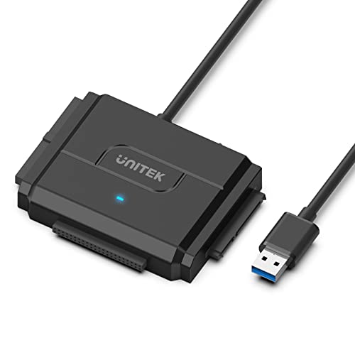 Unitek IDE SATA 両方対応 USB3.0 ドライブ交換アダプター 2.5/3.5インチHDD SSD 光学ドライブに対応 コンバータ 最大18TB 5Gbps 12V/2A電源アダプター付き 外付けドライブ 超高速データ転送 自動スリープ機能 丸ごとコピー 簡単操作