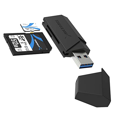 SABRENT SuperSpeed 2スロットUSB 3.2 Gen 1フラッシュメモリカードリーダー（Windows、Mac、Linux、および特定のAndroidシステム用）：SD、SDHC、SDXC、MMC/マイクロSD、T-Flash対応 [ブラック]（CR-UMSS）