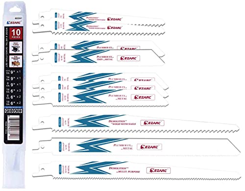 EZARC 10本入 レシプロソー 替刃 セーバーソーブレード コバルト バイメタル 木材・金属・パイプ・ステンレス・ 鉄・非鉄金属など 解体用 替刃セット
