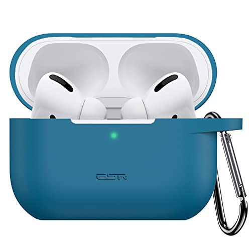 ESR AirPods Pro ケース (2022/2019)用 AirPods Pro 第2世代 ケース シリコン保護ケース カラビナ付き ワイヤレス充電対応 可視LEDライト 耐衝撃 Bounce シリーズ ネイビーブルー