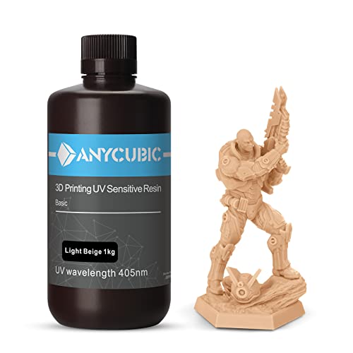 ANYCUBIC 光造形 3dプリンター レジン UVレジン 光造形3Dプリンター専用 光造形レジン 低臭気 低収縮 高精度 LCD/DLP/SLA 3Dプリンタ向け 光硬化樹脂 photon mono適用 プリンターレジン ライトベージュ 1000g