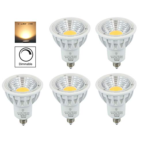 Aiwode 5.5W LED電球E11口金 調光器対応 電球色2700K LEDスポットライト、50-60W形相当ハロゲン電球 広角90度 圧倒的の演色性Ra95 明るさ550lm 交流100V キッチン、アウトドア、オフィス、レストラン、PSE認証済.(5個セット)