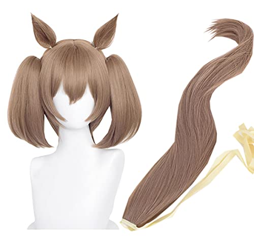 スマートファルコン 風 コスプレウィッグ 耐熱ウィッグ40ｃｍ 変装用ウィッグ cosplay wig かつら 専用ネットと櫛付 ブラウン (ウィッグ+耳+尻尾)