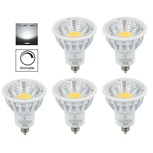 Aiwode 5.5W LED電球 E11口金 調光器対応 昼光色6000K、 LEDスポットライト、50-60W形相当ハロゲン電球 広角90度 圧倒的の演色性Ra95 明るさ550lm 交流100V キッチン、アウトドア、オフィス、レストラン、PSE認証済.(5個セット)