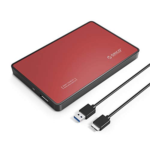 ORICO USB3.0接続 2.5インチ HDDケース 外付け ドライブケース SATA3.0 対応 SSDケース ハードディスクケース 4TBまで 7mm/9.5mm ツール不要 簡単着脱 赤色 2588US3-RD