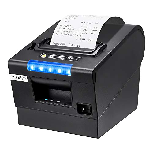 MUNBYN プリンター レシートプリンター 感熱プリンター サーマルプリンター ESC/POS エプソン指令対応 領収書/請求書プリ ント 300mm/s高速印刷 USB/Serial/LANポート多端子接続 居酒屋 駐車場 ガソリンスタンド 本屋 喫茶店適用 取り 扱い簡単 58/80mmサポート 事務用