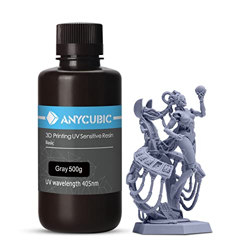 ANYCUBIC 光造形 3dプリンター レジン UVレジン 光造形3Dプリンター専用 光造形レジン 低臭気 低収縮 高精度 LCD/DLP/SLA 3Dプリンタ向け 光硬化樹脂 photon mono適用 プリンターレジン グレー 500g