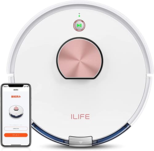 ILIFE(アイライフ) ロボット掃除機 高精度マッピング機能 多層マップ 水拭き両用(ウォータータンク別売) お掃除ロボット 2000Pa強力吸引 掃除再開 カーペットエリア設定 Wi-Fi/アプリ/Alexa対応 落下・衝突防止/静音設計/自動充電 A10(ホワイト)