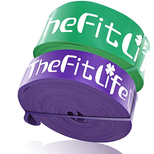 TheFitLife トレーニングチューブ 筋トレチューブ 懸垂チューブ (パープル+グリーン)