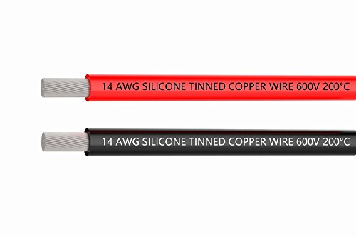 14線14AWGシリコンケーブル線[3m黒と3m赤] - 柔軟で柔軟な400ストランド0.08mm錫メッキ線高温抵抗