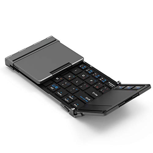 iClever キーボード 折り畳み Bluetooth ワイヤレス モバイルキーボード タッチパッド付き マルチペアリング USB-C充電 ipad ミニキーボード コンパクト アルミ製 スタンド付き Windows/Android/iOS/Mac など対応 IC-BK08