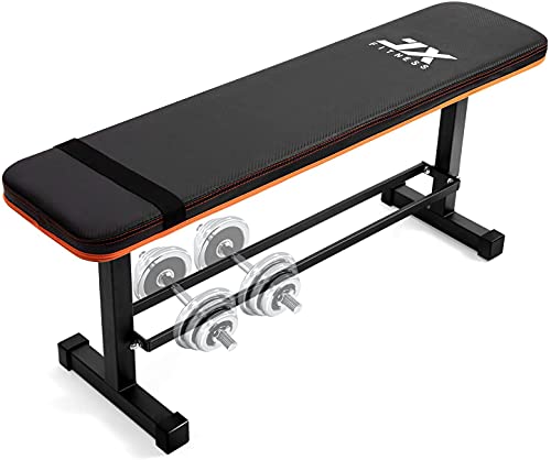 JX FITNESS 多機能フラットウェイトベンチ トレーニングベンチ シットアップベンチ ダンベル収納ラック付き多用途の 筋トレベンチ