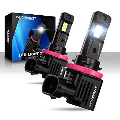 NOVSIGHT H11 H8 H9 H16国産車 55W 12000LM 6500K 無極性 高品質LEDチップ搭載 LEDヘッドライト 新車検対応 高輝度 DC9-32V 360°発光 2年保証 2個セット