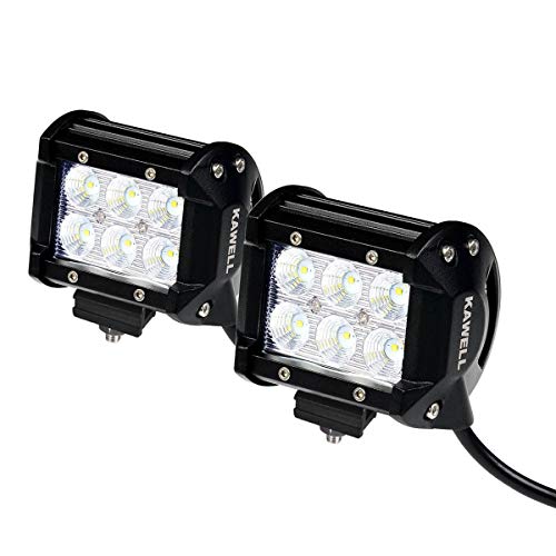 KAWELL 18W LED ワークライト 12v ledライト 作業灯 投光器 集魚灯 広角タイプ IP67 防水 防塵 二列 CREE製led 6発 12V/24V兼用 2個セット