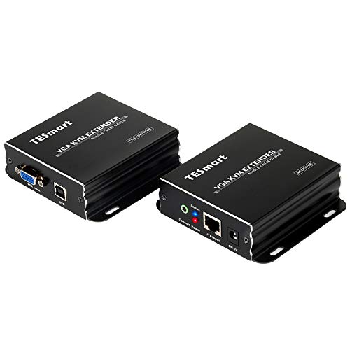 TESmart KVM VGA エクステンダー 300m(984フィート) VGA 延長器 VGA LANケーブル 延長 単一UTP/FTP(CAT5e/6) ケーブル経由 1080P@60Hz 送信機1台+受信機1台