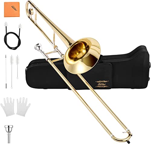 Eastar トロンボーン テナー B調 Trombone ゴールドラッカー ケース付 学生用 ETB-330 (ゴールド)