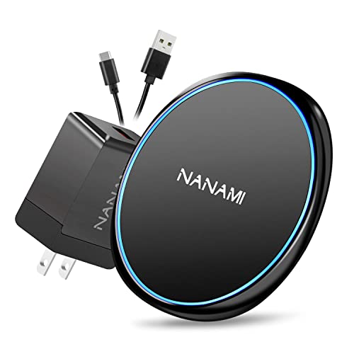 NANAMI ワイヤレス充電器 (QC3.0 急速充電器付き) 置くだけ充電器 セット - 7.5W/10W/15W 急速充電 iPhone 14/14 Pro(Max)/14 Plus/13 (Pro/ProMax/Mini)/12 (Pro/ProMax/Mini)/SE3(第二世代)/11(Pro)/Xs(Max)/XR/X/8 (Plus)、AirPods Pro(第二世代)/AirPods 第三世代、Galaxy S23(Ultra)/S22 (Ultra)/S21 (Ultra)/S20/S1