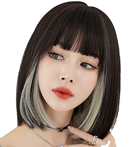 ウィッグ プレミアムライン インナーカラーライン レディース かつら wig ボブ 小顔効果 エムグランデ ブラックブルー