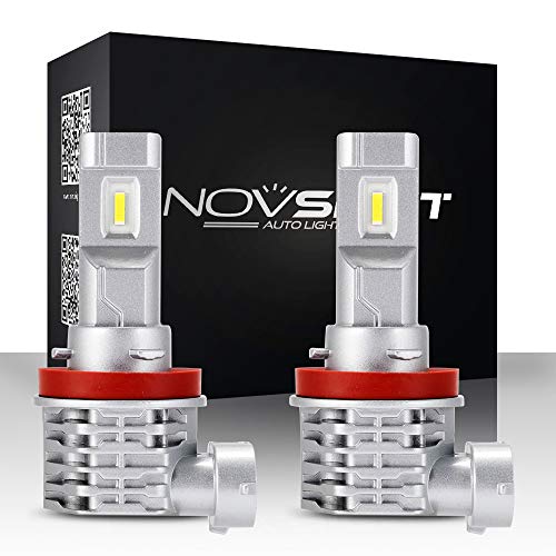 NOVSIGHT LEDヘッドライトH8/H9/H11/H16(国産車対応) ファンレス 高性能LEDチップ搭載 車/バイク用 8000LM(4000LM*2) 50W(25W*2) DC9-32V 6000K ホワイト 一体型 LEDバルブ フォグランプ 2個セット 販売者2年保証