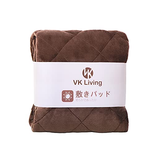 VK Living 敷きパッド セミダブル リバーシブル 春秋冬 シーツ あったか ベッドシーツ フランネル しきぱっと オールシーズンで使える 静電気防止加工 洗える 防ダニ 抗菌防臭 120×200cm ブラウン