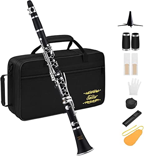 Eastar クラリネット ニッケルメッキ B調 Clarinet ABS樹脂管体 ベーム式 お手入れ付 初心者向け 黒 ECL-300 開学 プレセント