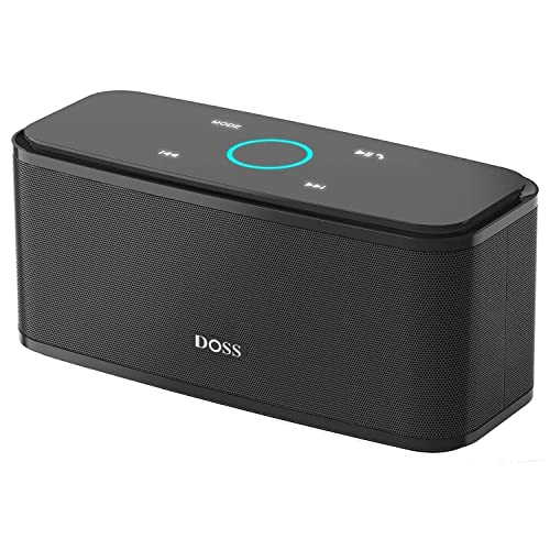 DOSS Soundbox Bluetoothスピーカー ポータブル スピーカー【20時間再生/12W高性能ドライバー/タッチコントロール/マイク内蔵】 小型 ブルートゥーススピーカー 大音量 持ち運びに便利 ワイヤレススピーカー TFカード/Aux入力/旅行/アウトドア/インドア対応 ぶるーとぅーすすぴーかー(ブラック)