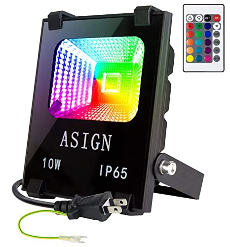 LED投光器 RGB 10W フラッドライト 16色 4モード ガーデンライト リモコン付き 防水仕様IP65 (ホリデー照明ライト、風景ランプ、ステージランプ)