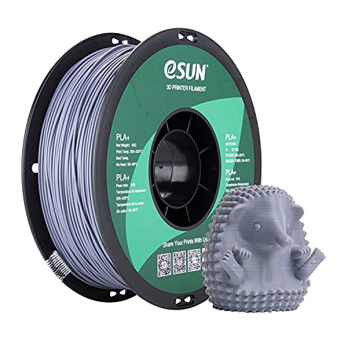 eSUN PLA Plus 3Dプリンターフィラメント PLA+ 寸法精度+/-0.03mm、1.75mm径 3Dプリンター用 正味量1KG (2.2LBS) スプール造形材料PLA樹脂材料 (グレー)