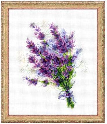 Lavender small easy cross stitch kit,petite simple cross stitch set ラベンダーの花小さな簡単なカウントコットンクロスステッチ