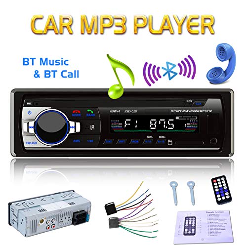 Eaglerich 自動車ラジオ Bluetooth 車音響 カーオーディオ ステレオ プレーヤー リモコン付き 1 Din 12V 【76-90MHz 日本国内FMラジオ対応】【日本語版説明書】